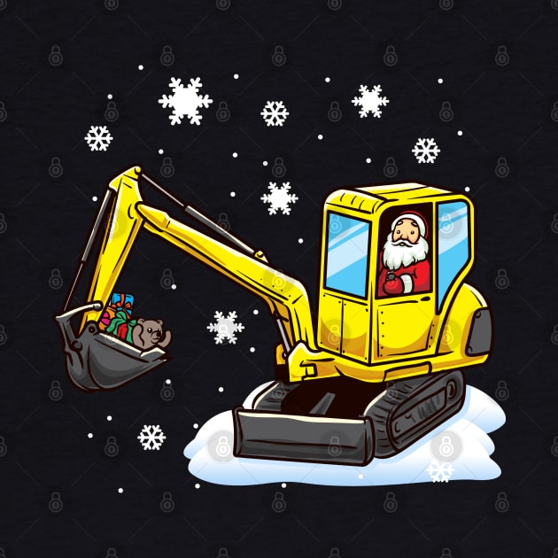 Santa Claus Excavator Digger Construction Backhoe by E